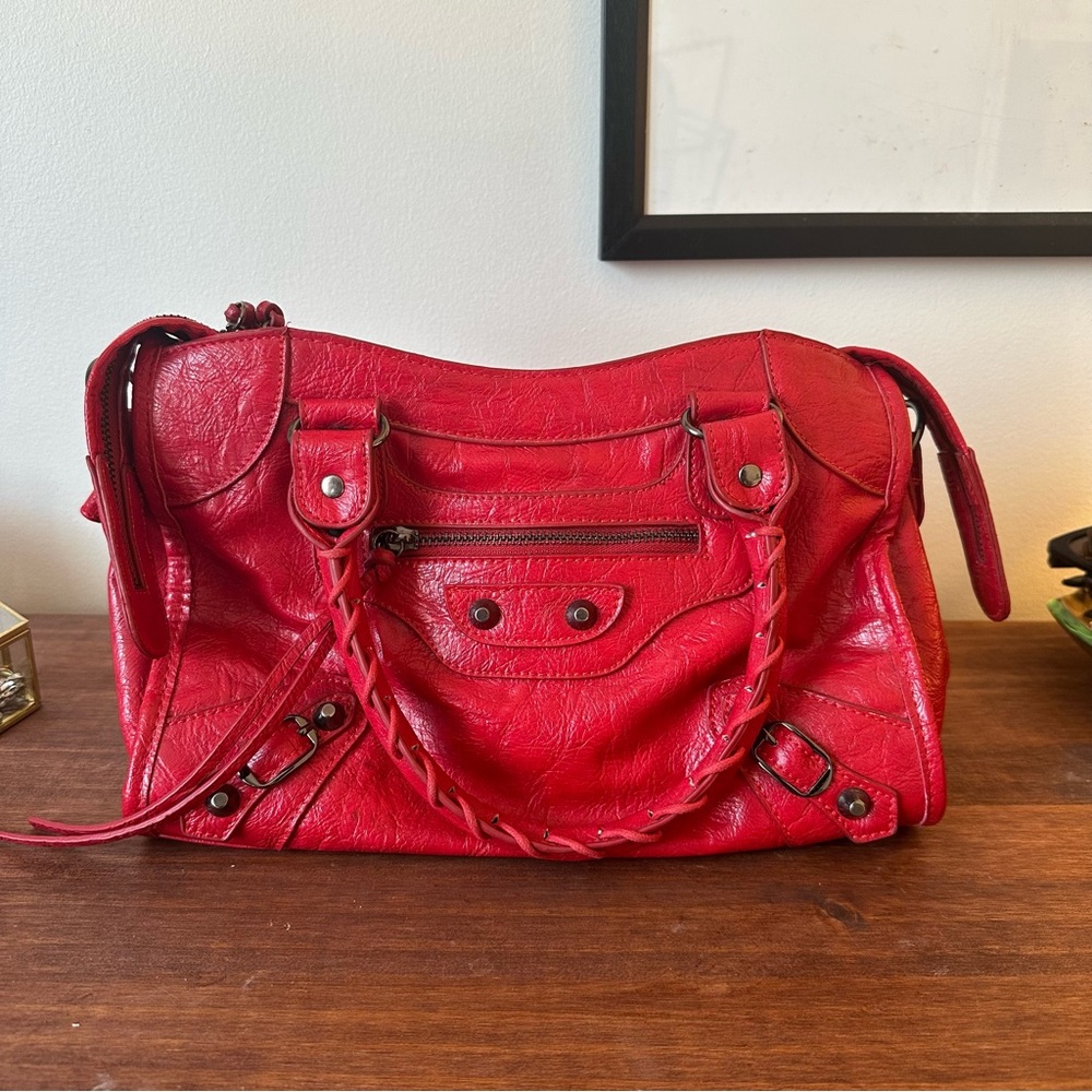 Red Leather Moto Bag